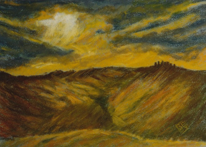 Landschaft bei San Gimignano / Pastellkreide 28x21cm